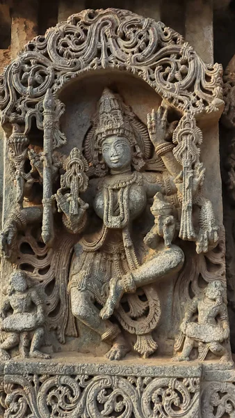 Századi Saraswathi Istennő Szobra Lakshminarsimha Templom Javagal Hassan Karnataka India — Stock Fotó
