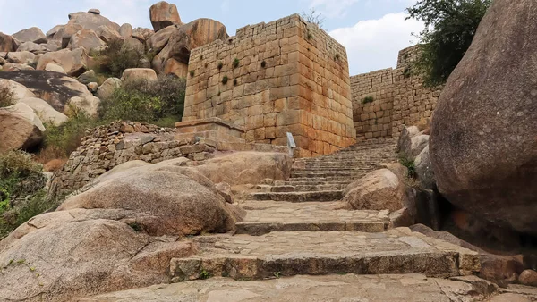 Escalera Obauvuna Kindi Fuerte Chitradurga Karnataka India — Foto de Stock