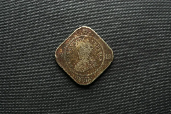 Anna Indiska Mynt Från 1918 Indien Tillbaka Visa Copper Nickel — Stockfoto
