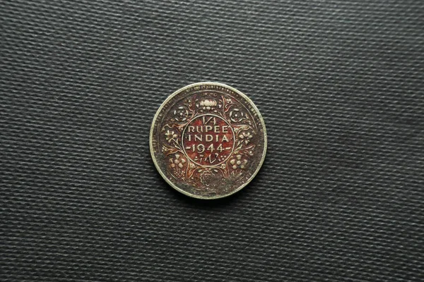 Rupee Coin Dated 1944 India Back View King George Silver — стокове фото