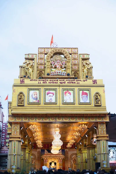 India Maharashtra Pune Settembre 2019 Devoto Shrimant Dagdusheth Halwai Ganpati — Foto Stock