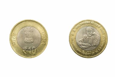 Ten Rupee coin, Front and back, India, 2015 India