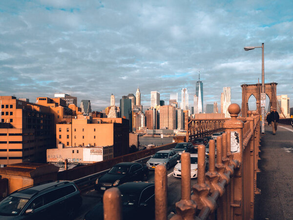 Skyline view from the Brooklyn Bridge