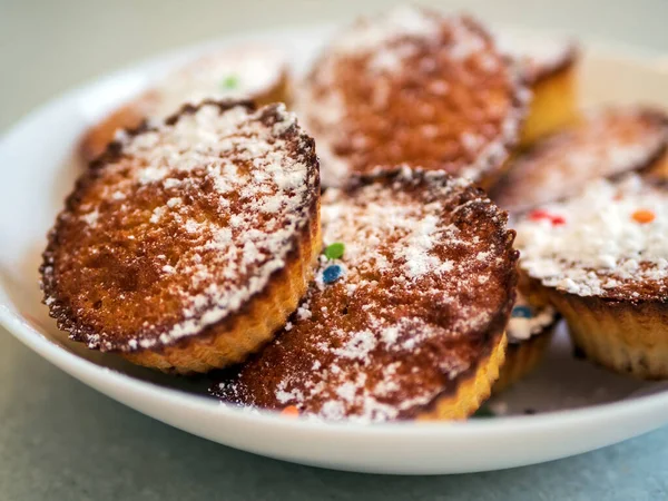 Kalorifri Gluten Och Laktosfri Majsmjöl Muffins Med Russin Och Fruktos — Stockfoto