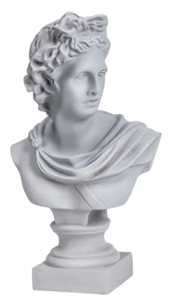 Hoofd Van Het Gipsbeeld Van Apollo Belvedere Geïsoleerd Een Witte Stockafbeelding