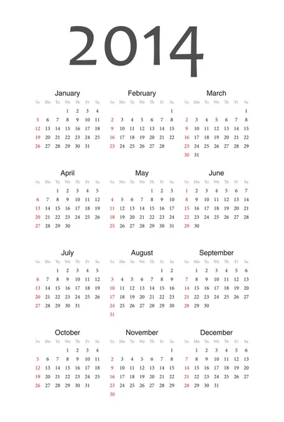 Calendario 2014 vector — Vector de stock