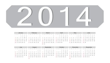 calendario simple vector 2014