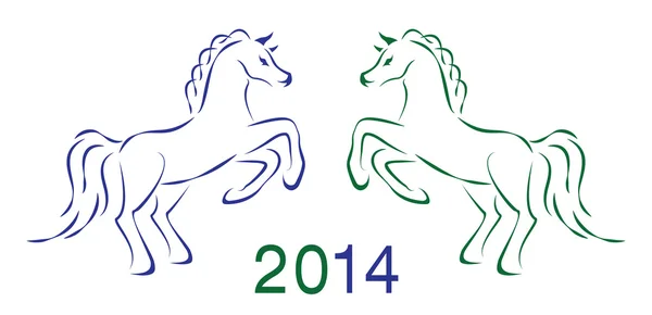 Two vector horses 2014 — Stock Vector
