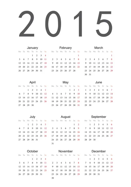 Eenvoudige kalender 2015 — Stockvector