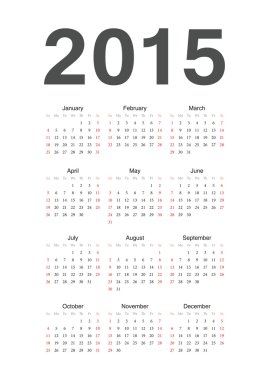 Avrupa 2015 yılı vektörel takvim