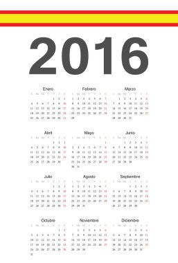 İspanyol 2016 yılı vektör takvimi