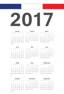Fransız 2017 yılı vektörel takvim