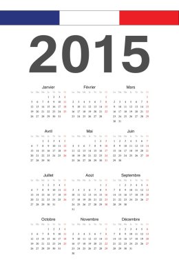 Fransız 2015 yılı vektörel takvim