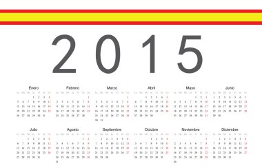 İspanyol 2015 yılı vektör takvimi