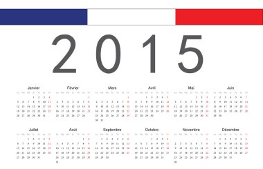 Fransız 2015 yılı vektörel takvim