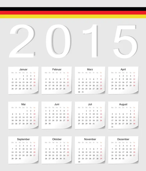 German 2015 calendar — Stock Vector