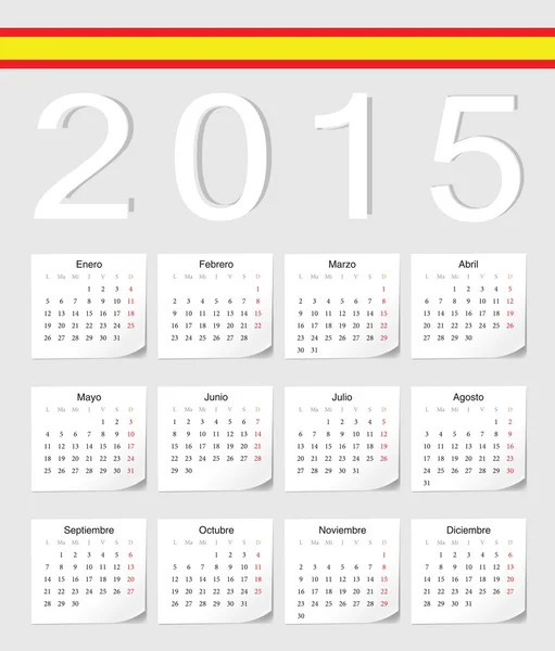 Calendario español 2015 — Vector de stock