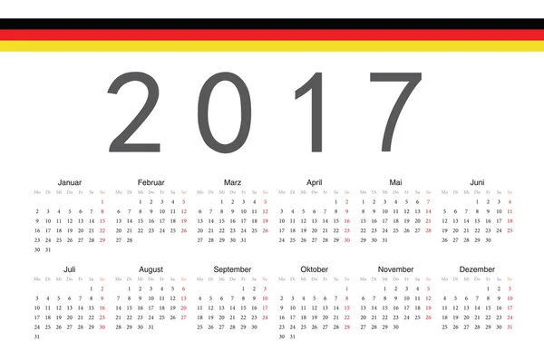 German 2017 year vector calendar — Stock Vector