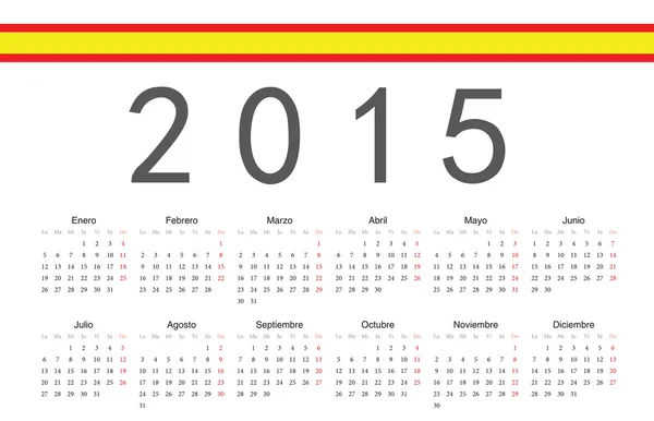 Spanischer Jahresvektorkalender 2015 — Stockvektor