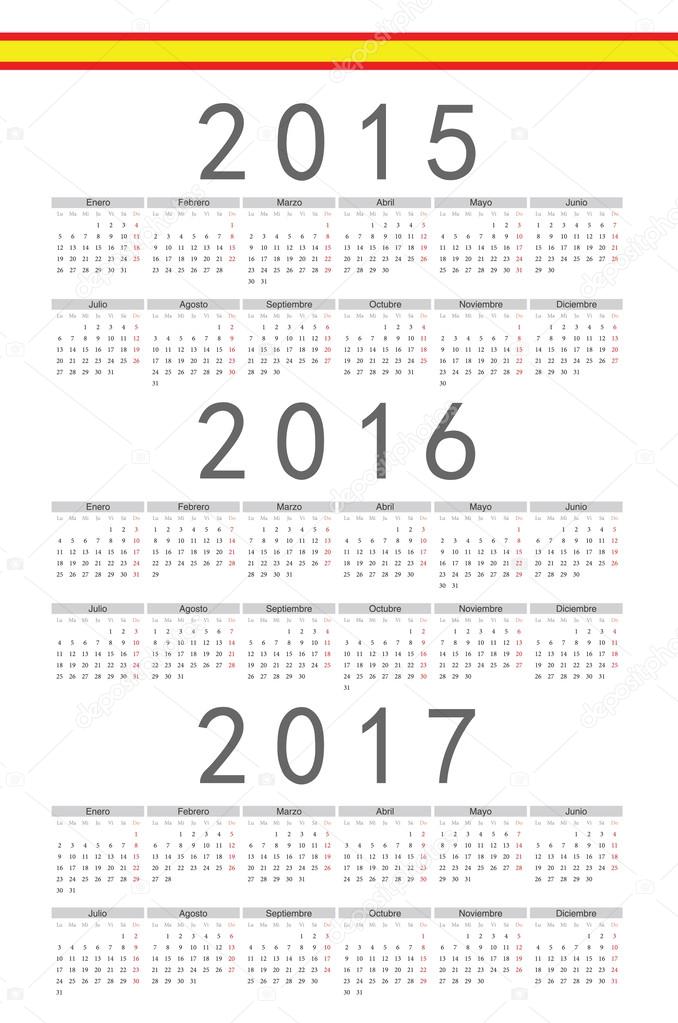 スペイン語 15 年 16 年 17 年のベクトルのカレンダー ストックベクター C Julvil11 スペイン語 15 年 16 年 17 年のベクトルのカレンダー ストックベクター C Julvil11