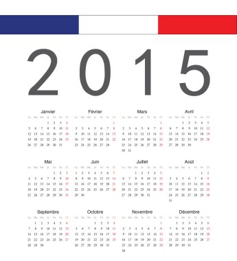 vektörel takvim basit Fransız 2015 yılı