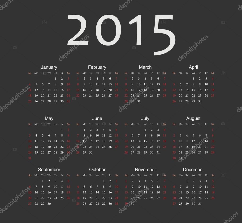 シンプルなブラック欧州 2015 年ベクトル カレンダー ストックベクター C Julvil11 45994709