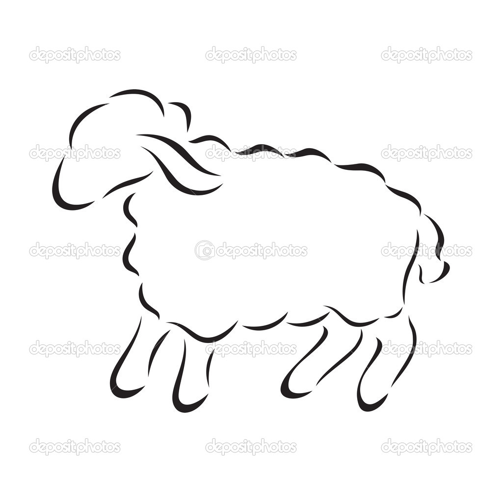 Vector silhouette of sheep