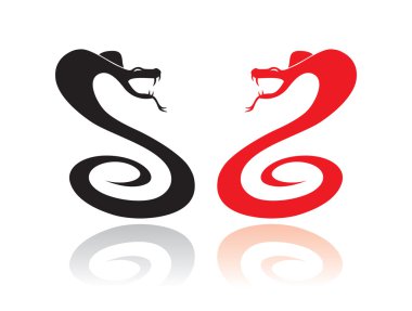 Two silhouettes of snakes in the attack position clipart