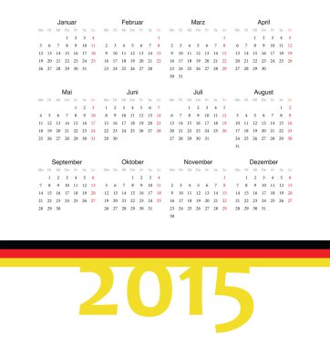basit Alman 2015 yılı vektörel takvim