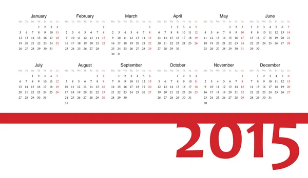 Calendario vectorial europeo 2015 año — Archivo Imágenes Vectoriales