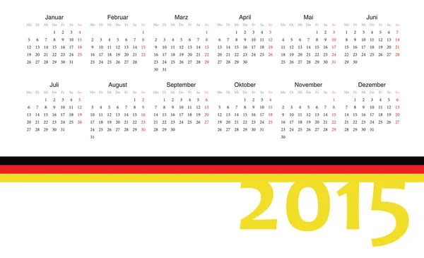 Alemão 2015 ano vetor calendário — Vetor de Stock