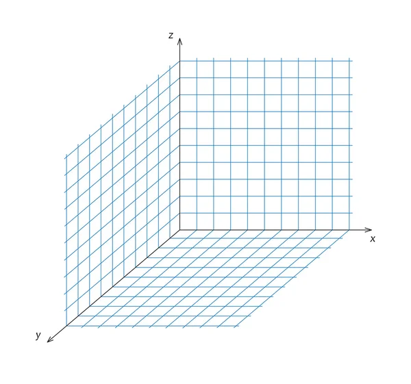 Dreiachsiges Koordinatensystem — Stockvektor