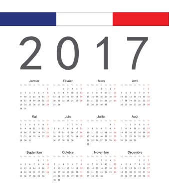 vektörel takvim basit Fransız 2017 yılı