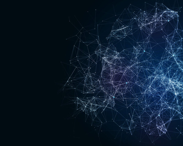 Цифровой фон с кибернетическими частицами
