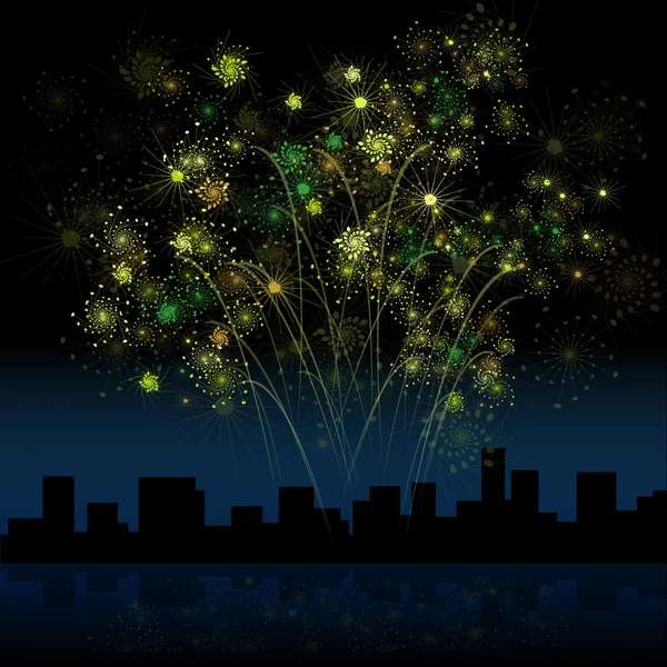 Fireworks in the city — Stock Vector