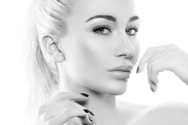 Beauty Modern Woman Beautiful Face Perfect Day Makeup Healthy Skin — Stock Photo, Image