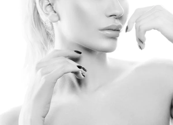 Skönhet Modern Kvinna Vackert Ansikte Med Perfekt Dag Makeup Frisk — Stockfoto