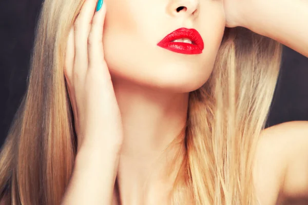 Модель Женской Красоты Лицо Блондинка Красивая Женщина Модель Белом Фоне — стоковое фото