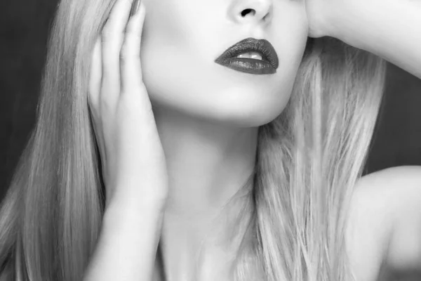 Mode Modell Frau Schönheit Gesicht Blonde Schöne Frau Modell Auf — Stockfoto