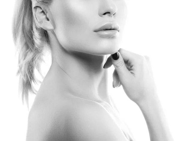 Belleza Mujer Cara Saludable Piel Maquillaje Natural Modelo Joven Concepto —  Fotos de Stock