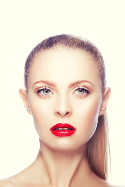 Modell Flicka Skönhet Ansikte Med Professionell Make Perfekt Hud — Stockfoto