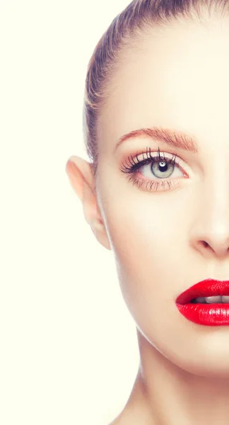 Modell Flicka Skönhet Ansikte Med Professionell Make Perfekt Hud — Stockfoto
