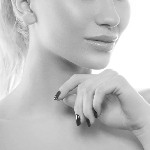 Обличчя Краси Сексуальна Жінка Макіяжем Ідеальна Шкіра Білому Тлі — стокове фото