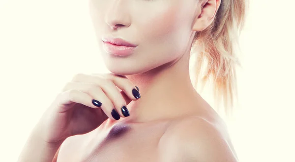 Piękno Skóra Kobieta Czysty Naturalny Makijaż Kobieta Zdrowa Skóra Włosy — Zdjęcie stockowe
