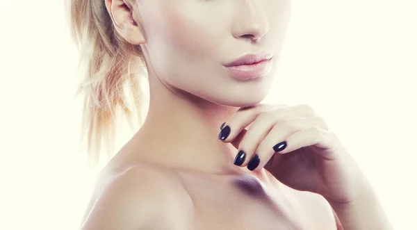 Beleza Pele Mulher Pura Maquiagem Natural Fêmea Saudável Pele Cabelo — Fotografia de Stock