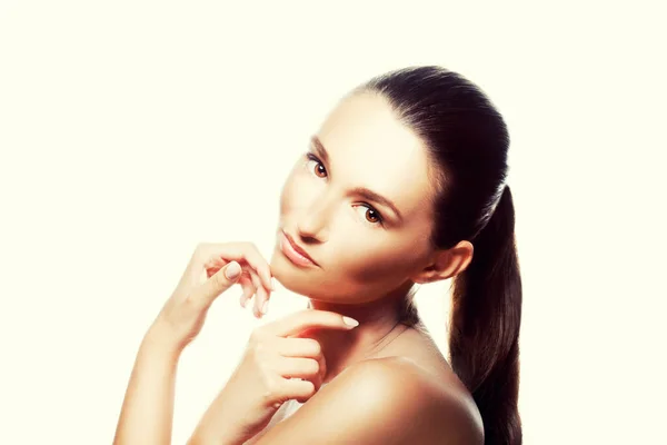 Schönheit Mädchen Hübsches Weibliches Gesicht Gesundes Modell Mit Klarer Haut lizenzfreie Stockbilder