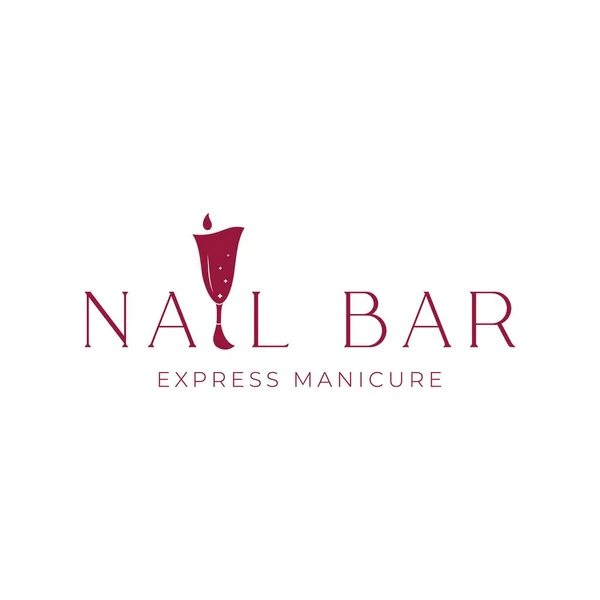 Nail Bar Express Manicure Logo Lakierem Paznokci Kształcie Kieliszka Wina — Wektor stockowy