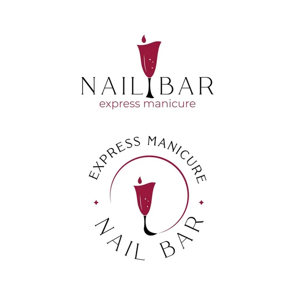 Paznokcie Bar Express Manicure Logo Abstrakcyjną Ilustracją Paznokcia Pędzlem Logotyp — Wektor stockowy