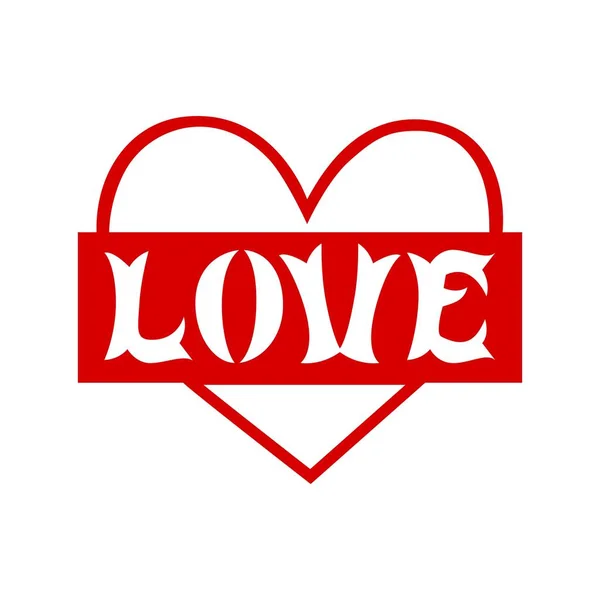 Aşk kelimesinin kalp şeklinde olduğu sınır çerçevesi. Vektör lazer kesme dosyası. — Stok Vektör