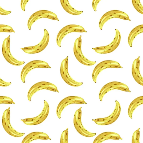 Seamless Pattern Ripe Yellow Banana Vector Illustration Exotic Tropical Fruit — Stock vektor